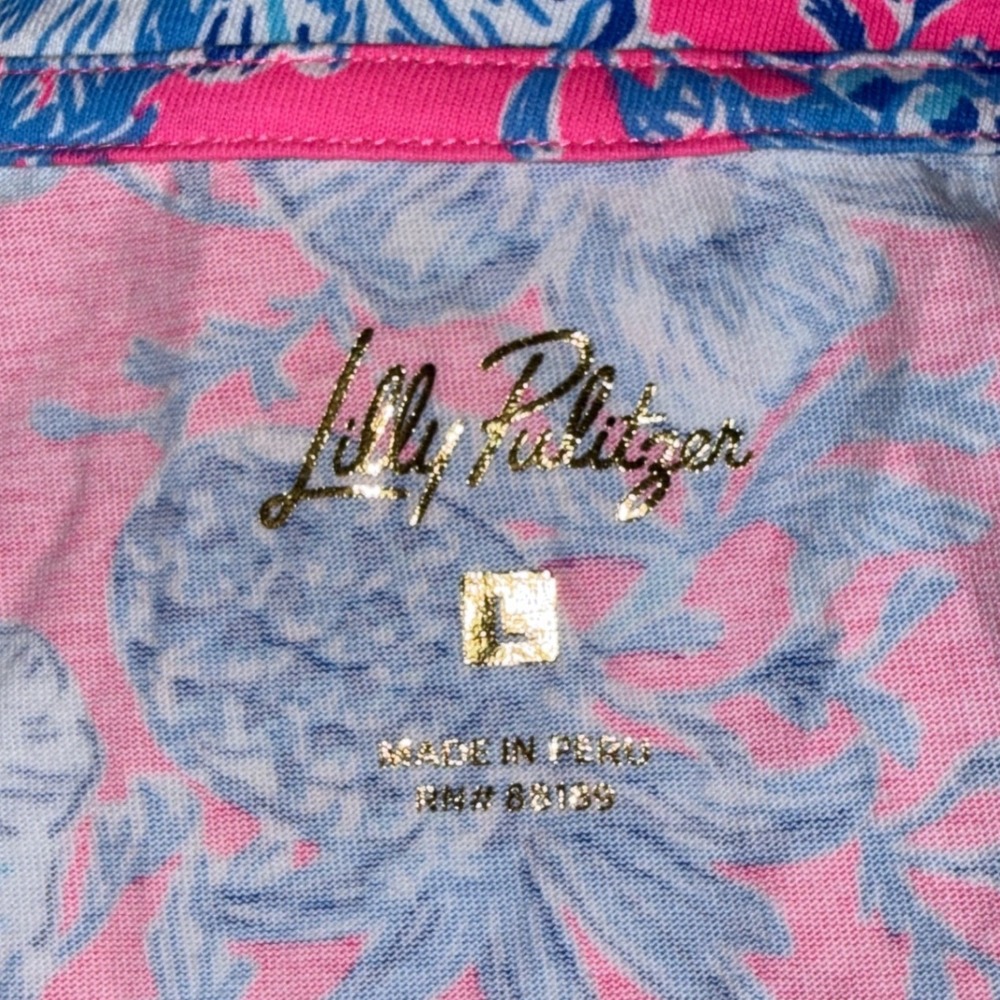 Lilly Pulitzer Cody Swing‎ T-Shirt Dress Size Large Roxie Pink Wave n Sea - Picture 2 of 6